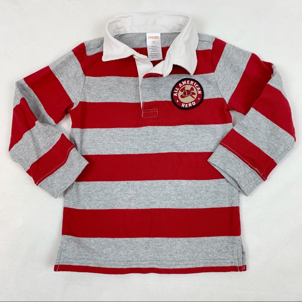 Gymboree long sleeve striped patch‎ polo shirt